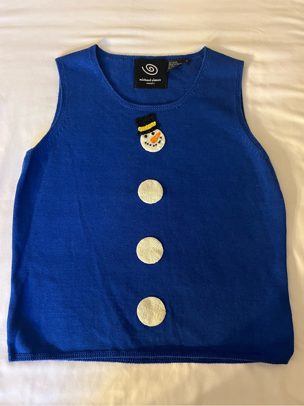 Michael Simon Buttoned Sweater Vest with Snowman Face